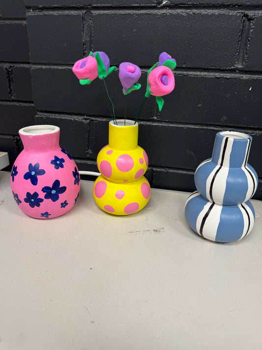 School Holiday Workshop - Painted Vase & Fluffy Clay Flowers - Wednesday 24th Sept - 10am-11:30am Ages 5+