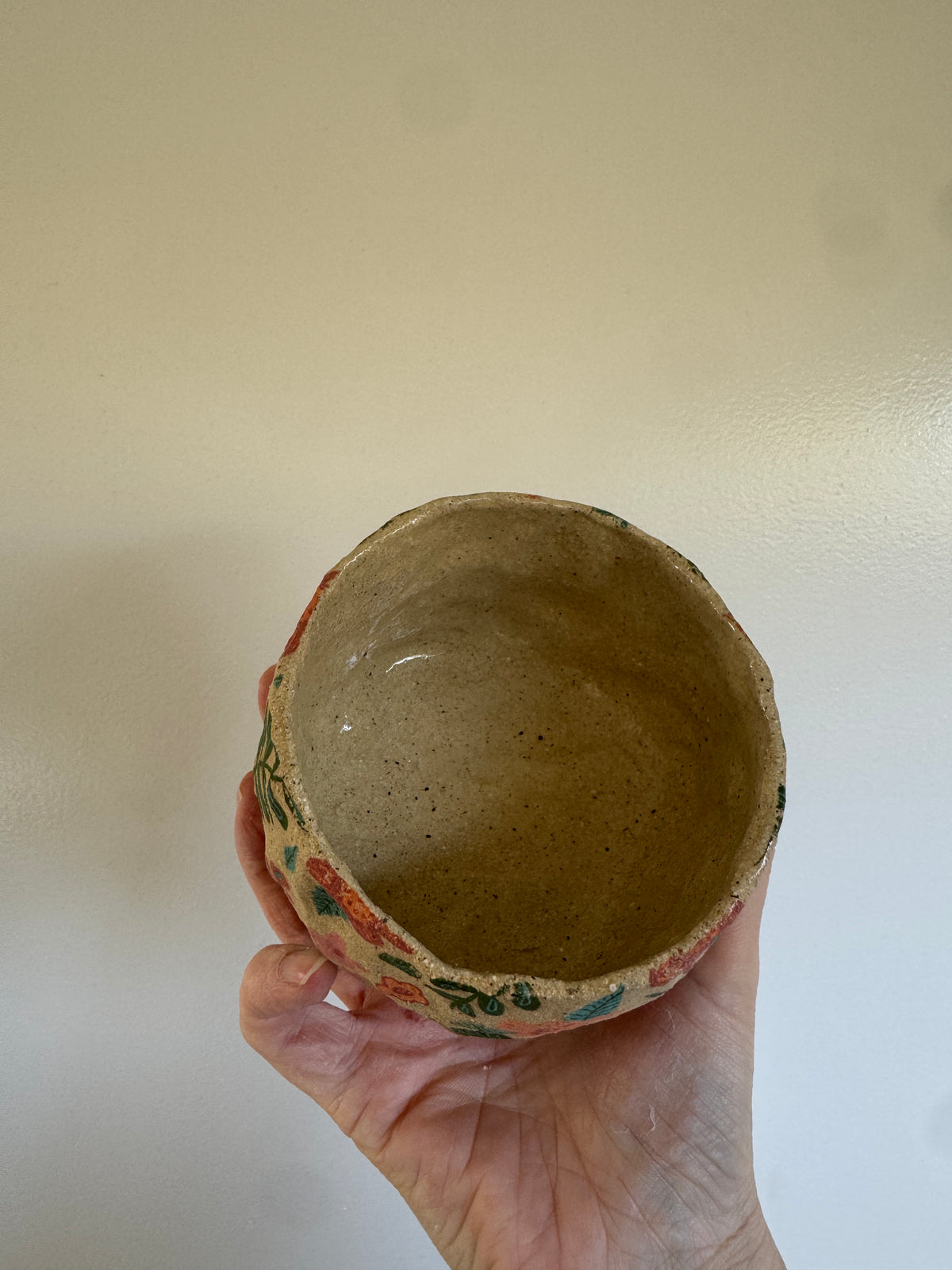 Ceramic Bowl with Spring Florals Design – One of a Kind Handbuilt Pottery