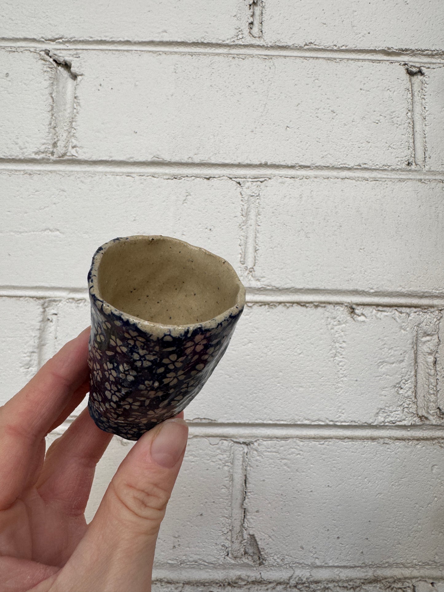 Ceramic Blue Daisies Handbuilt Vase