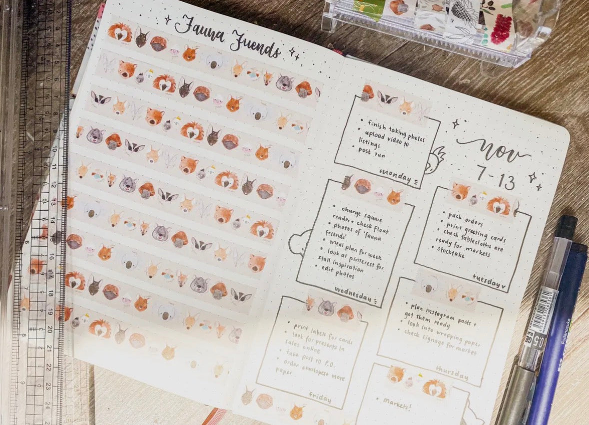 The Wattle Studio Washi Tape - Fauna Friends