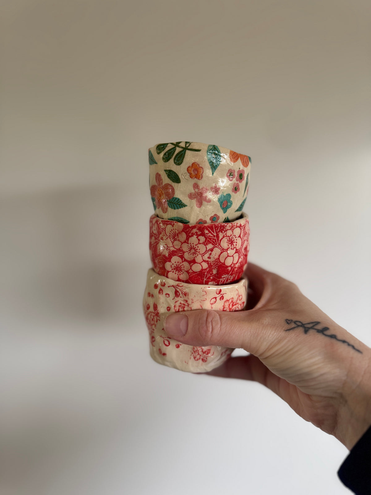 Ceramics - Espresso Mug - Red Florals