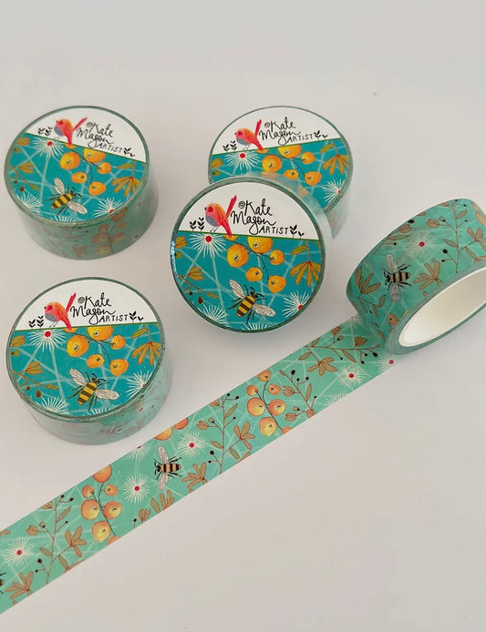 Kate Mason Washi Tape - Bee Berries Aqua