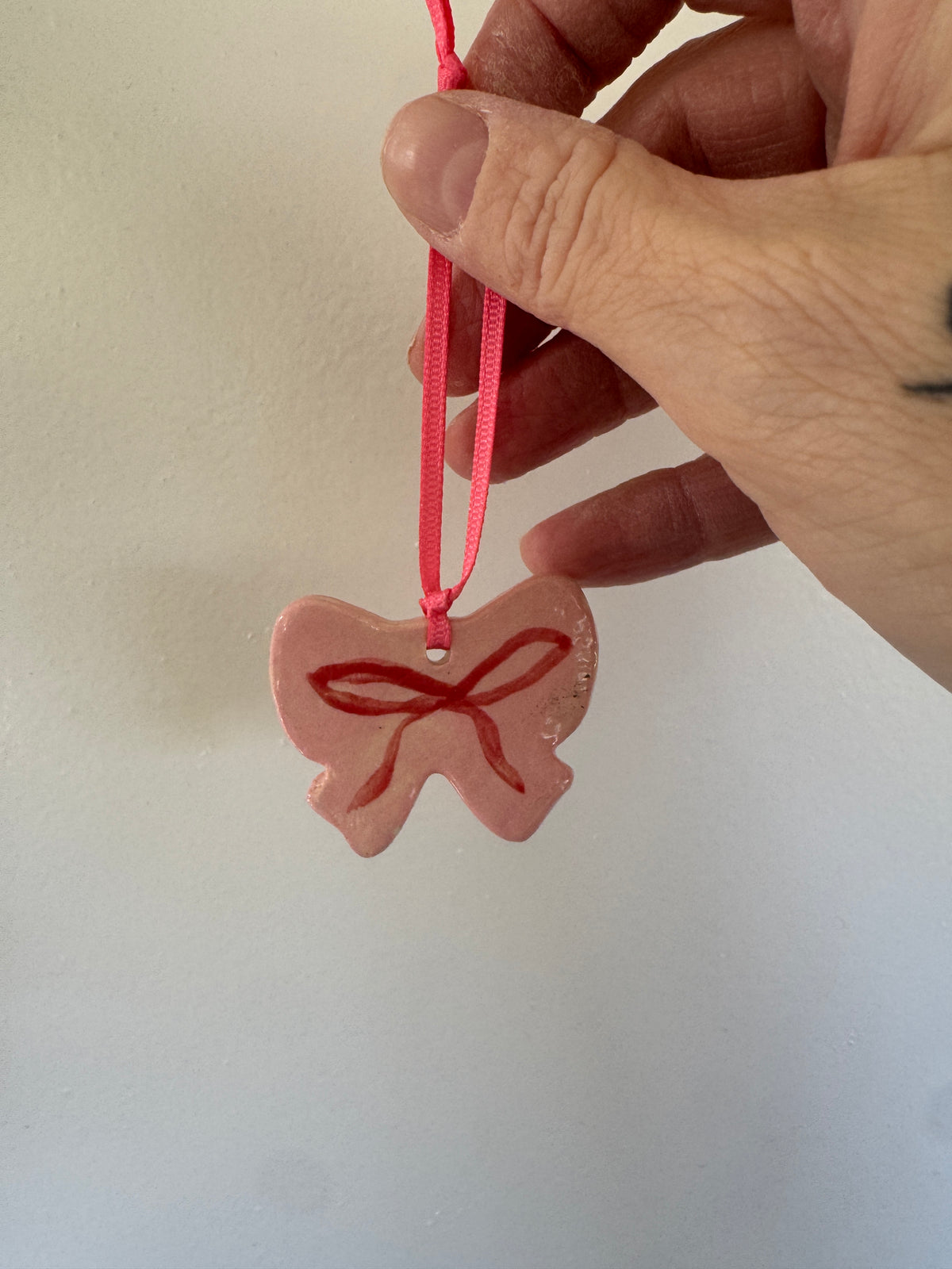 PRE-ORDER Ceramic Christmas Decoration - Pink Bows