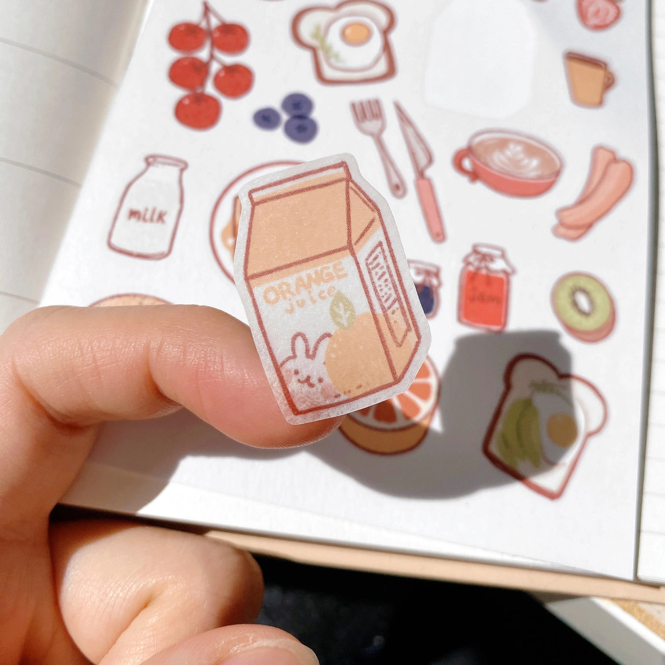 Cherry Rabbit Breakfast Sticker Sheet No.034