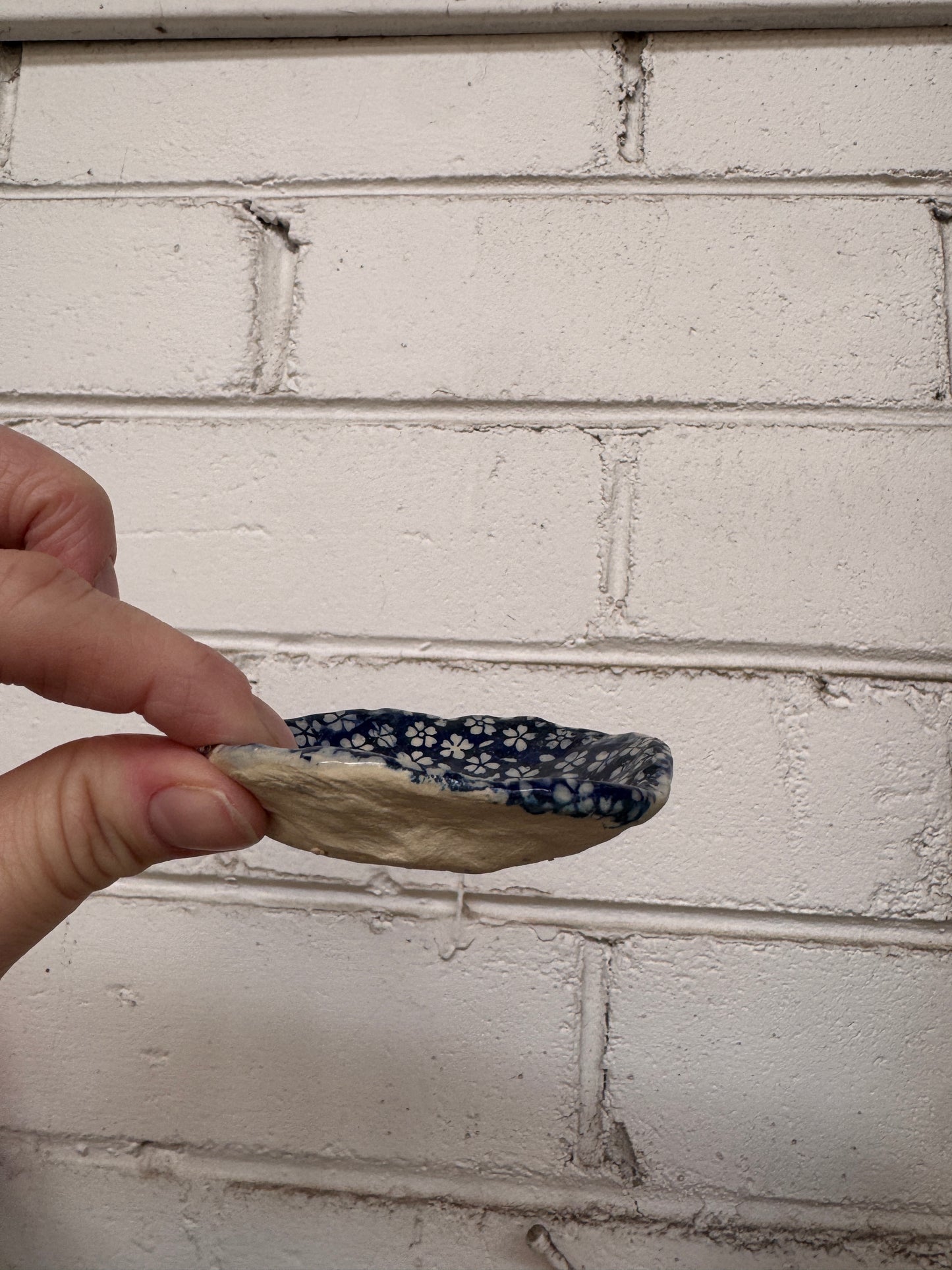 Ceramic Blue Daisies Handbuilt Trinket Dish