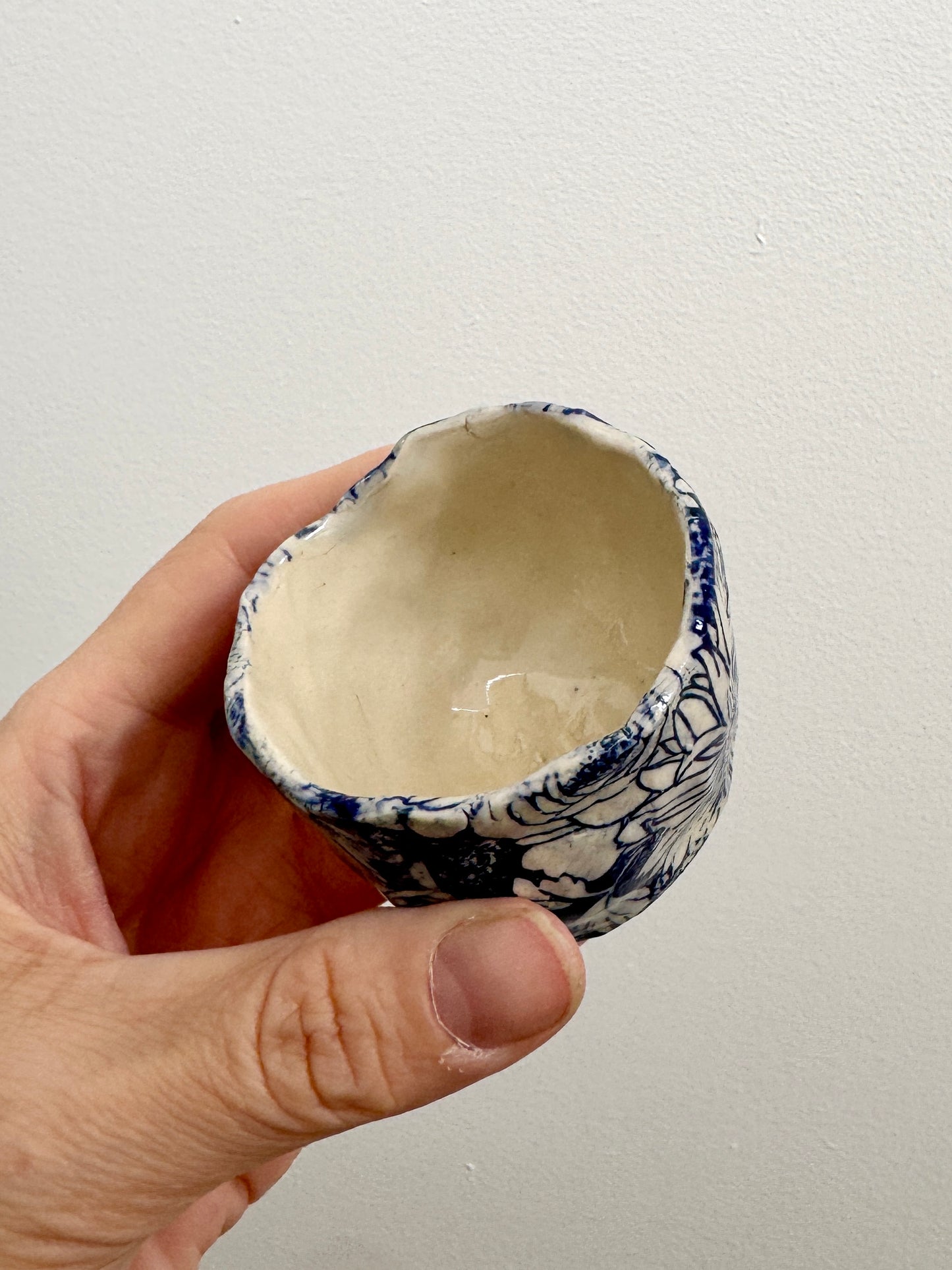 Handbuilt Ceramic Dish - Blue Florals
