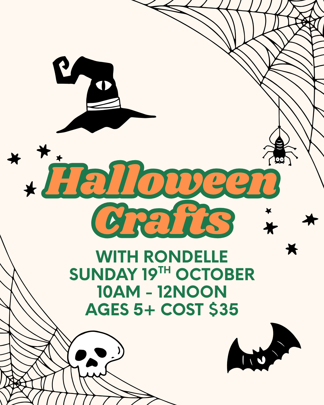 Halloween Crafts Kids Creative Workshop - Sunday  19th October 10am - 12noon