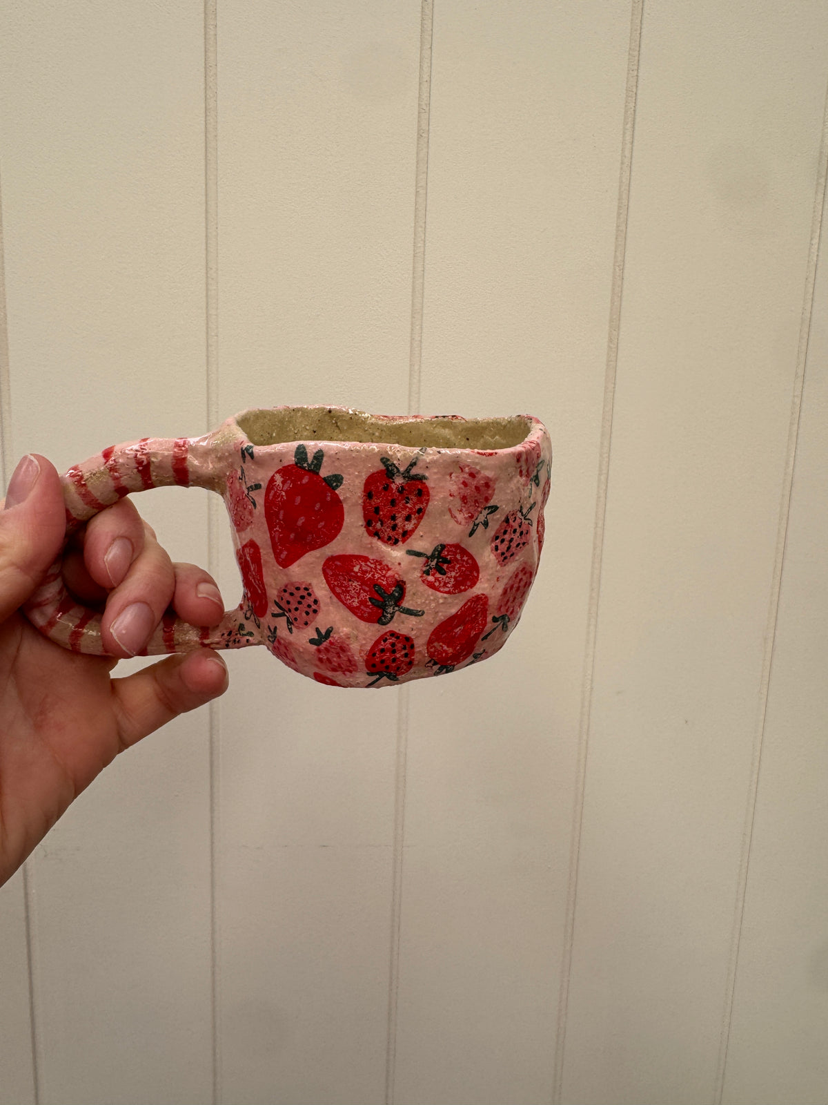 Strawberry Love – One of a Kind Handbuilt Ceramic Mug