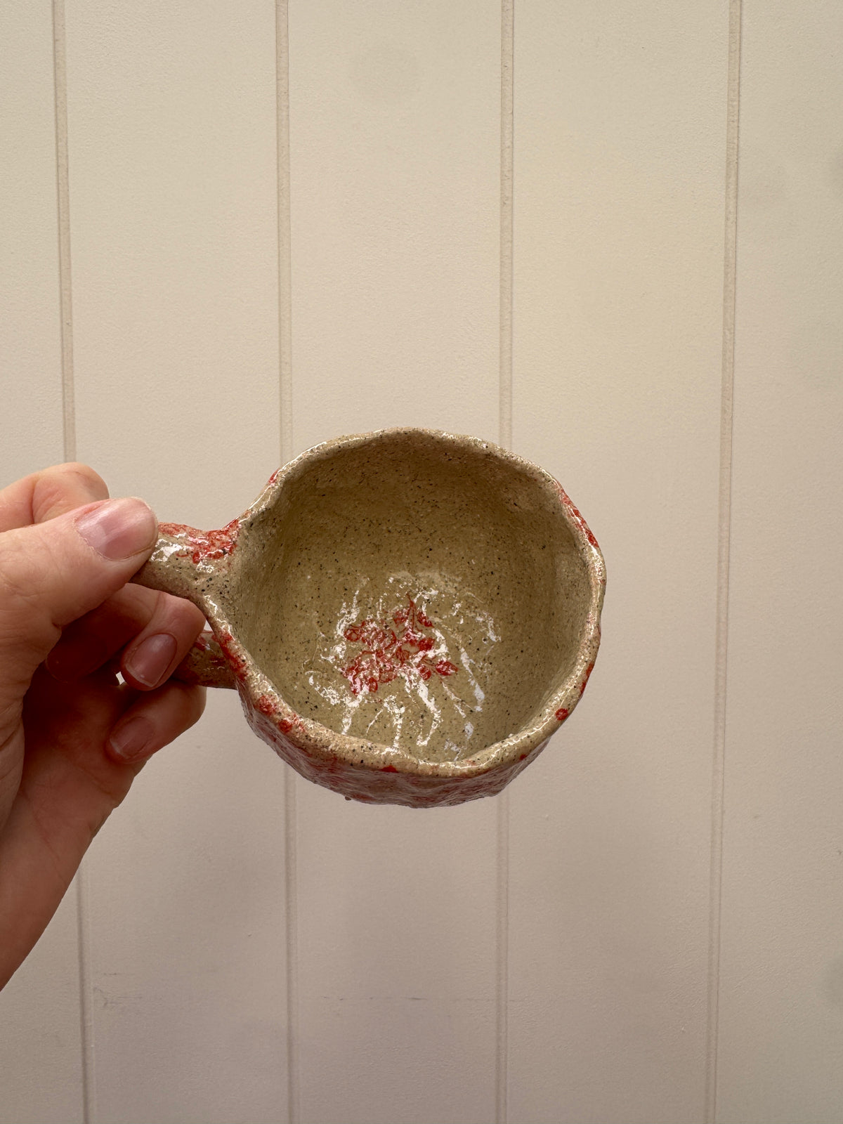 Red Florals – One of a Kind Handbuilt Ceramic Mug