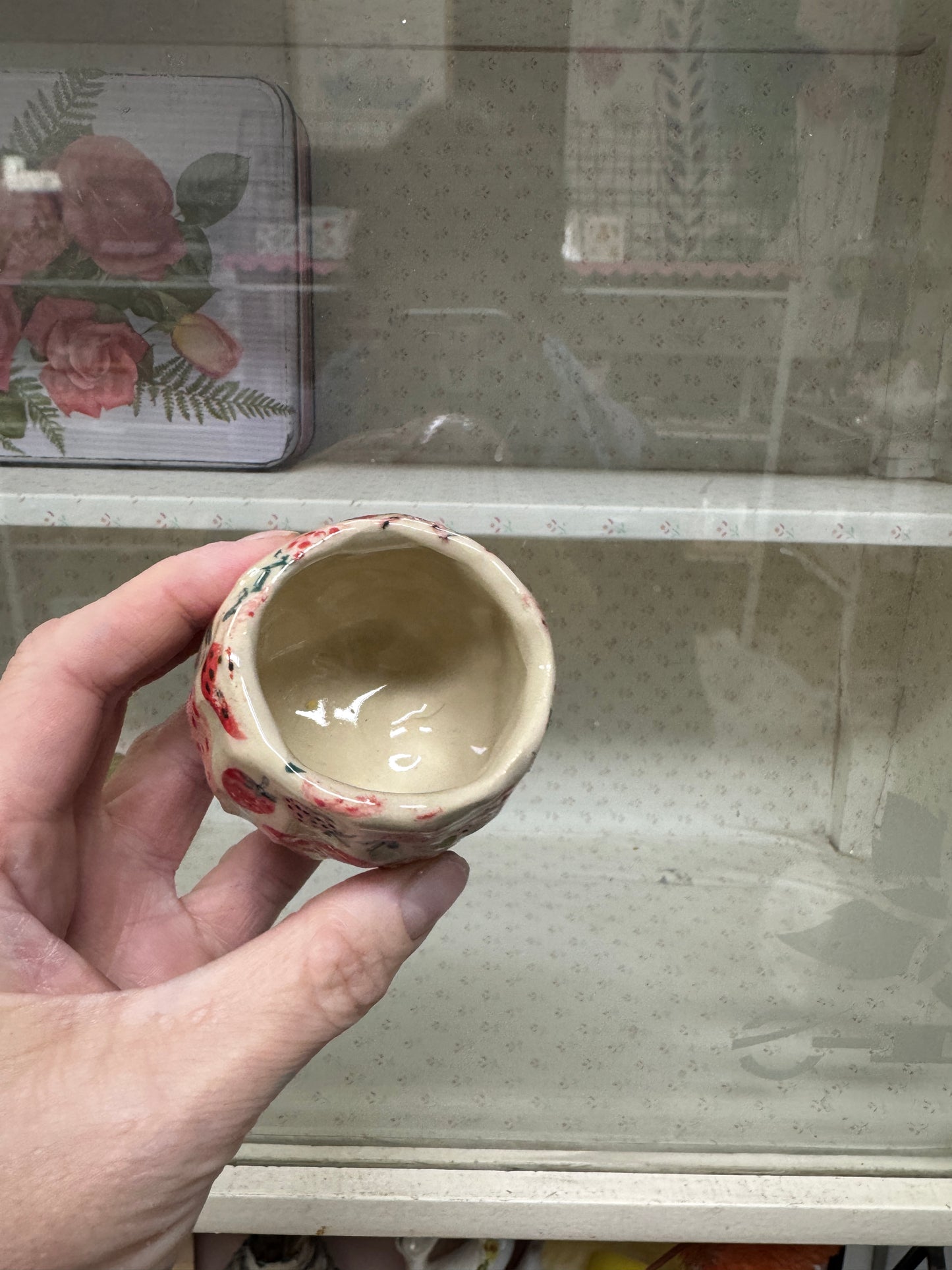 Small Strawberries Espresso Mug / Handbuilt Dish