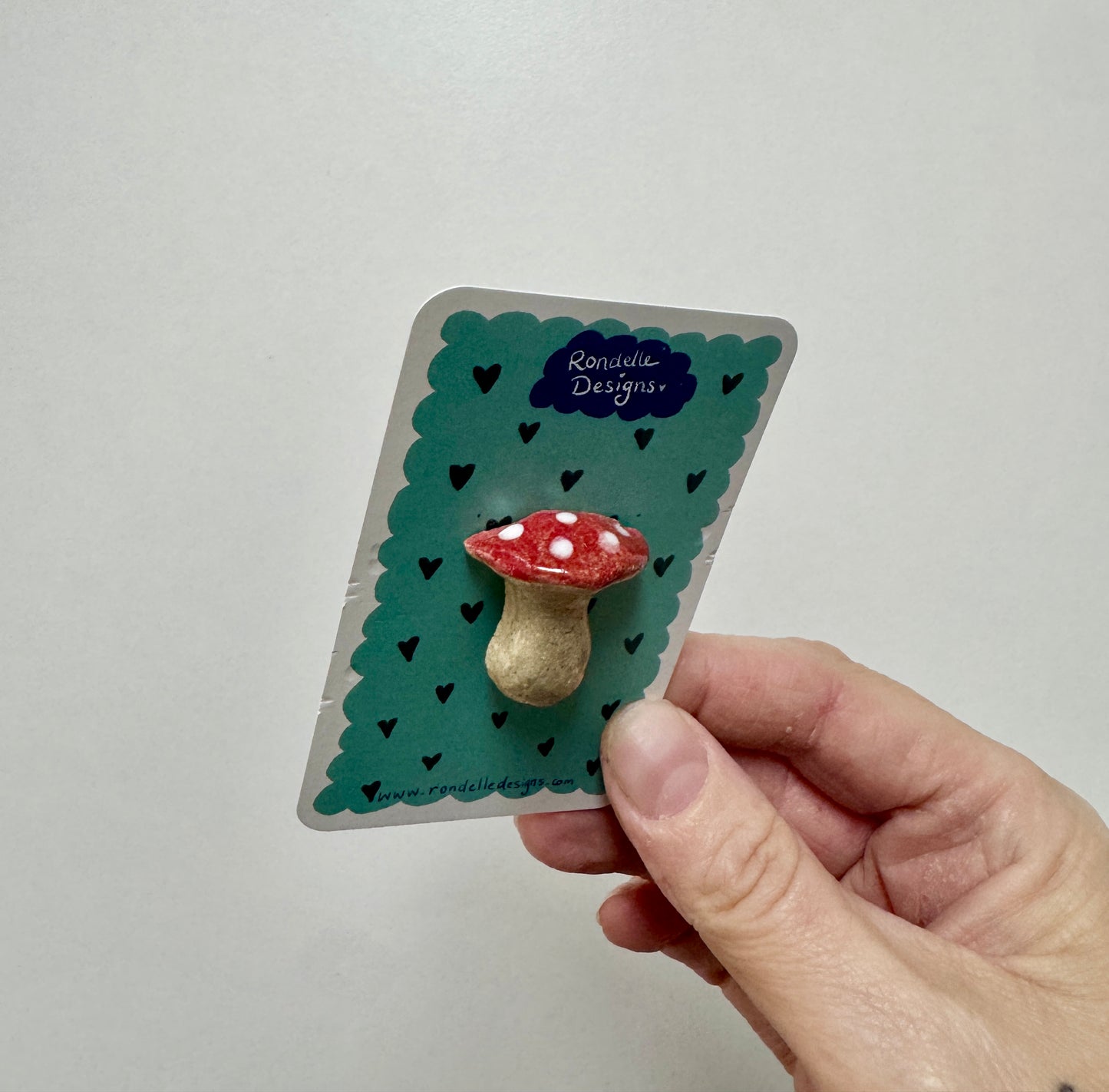 Ceramic Brooch - Mushroom Red