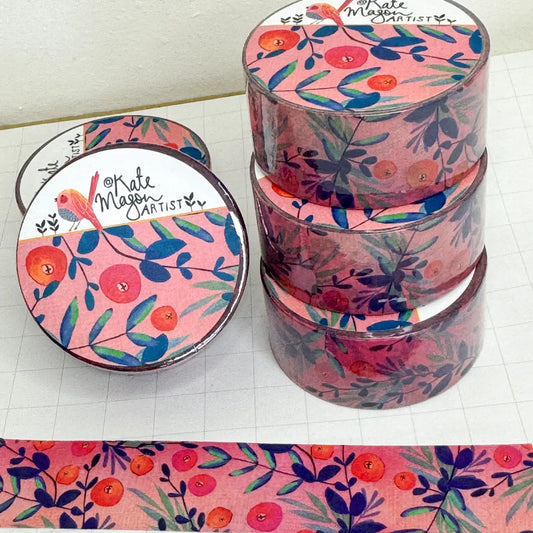 Kate Mason Washi Tape - Pink Berry Blue Vine