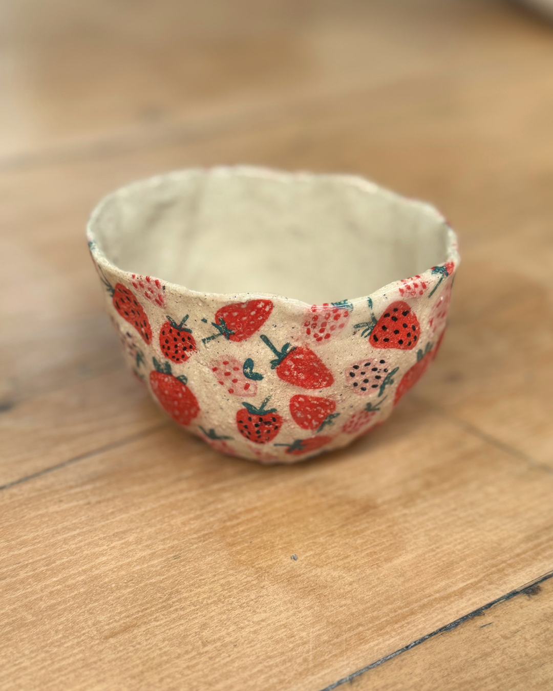 Small Strawberry Ceramic Bowl – Handbuilt