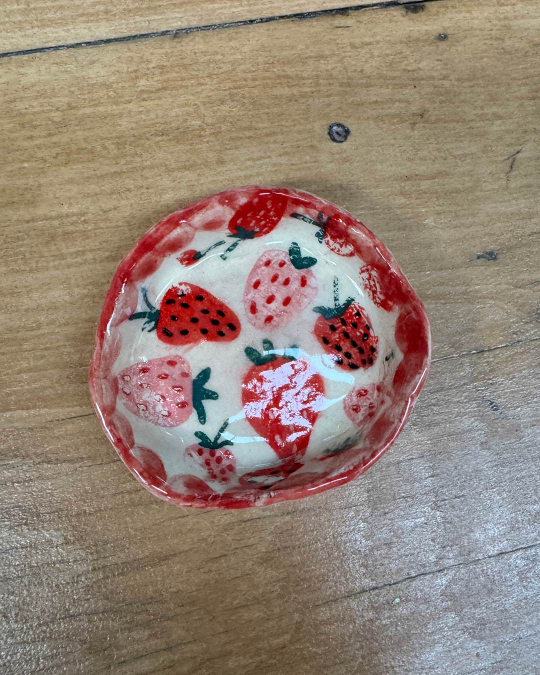 Small Strawberry Dish – Handbuilt Ceramic One-Off Piece