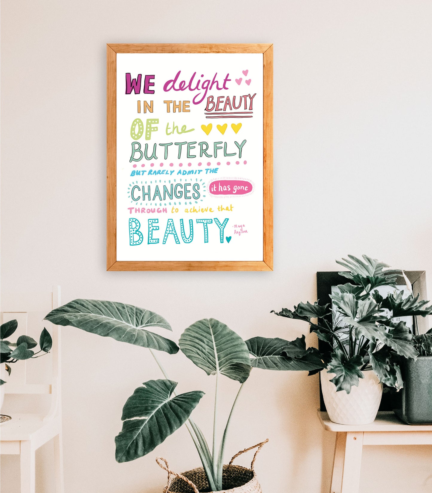 Printable Wall Art / A3 Size / Maya Angelou Inspirational Quote - Butterfly - Digital A3 Mixed Media Printable Art Print / Affordable Wall Art