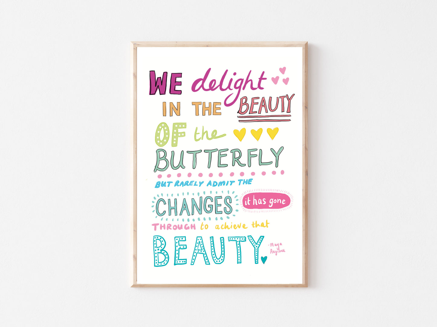 Printable Wall Art / A3 Size / Maya Angelou Inspirational Quote - Butterfly - Digital A3 Mixed Media Printable Art Print / Affordable Wall Art