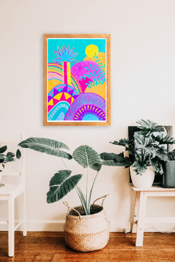 Printable Wall Art / A1 Size / Bright Beach Abstract Art Print