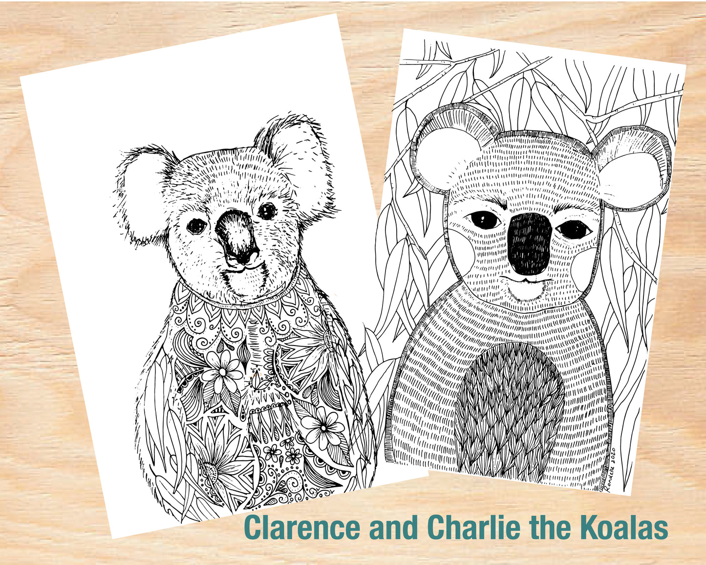 Colouring In Poster / Instant Digital Download A1 Printable Poster / Clarence the Koala Design