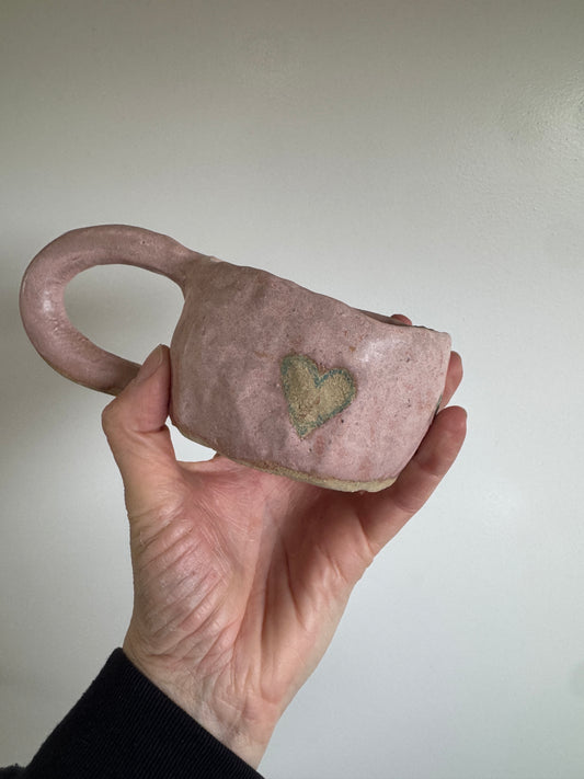 Handbuilt Ceramic Mug - Pink Hearts