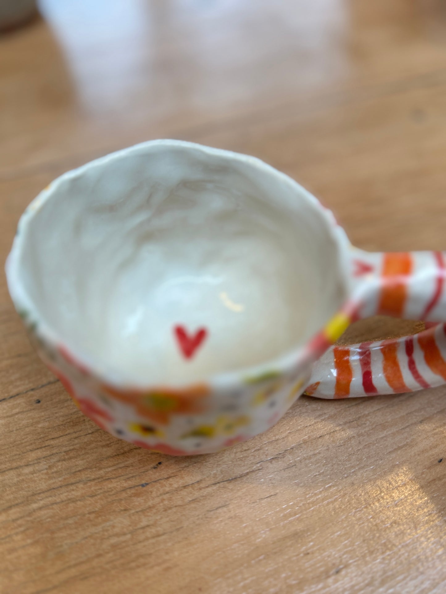 Bee Floral Mug – One of a Kind Handbuilt Ceramic Mug