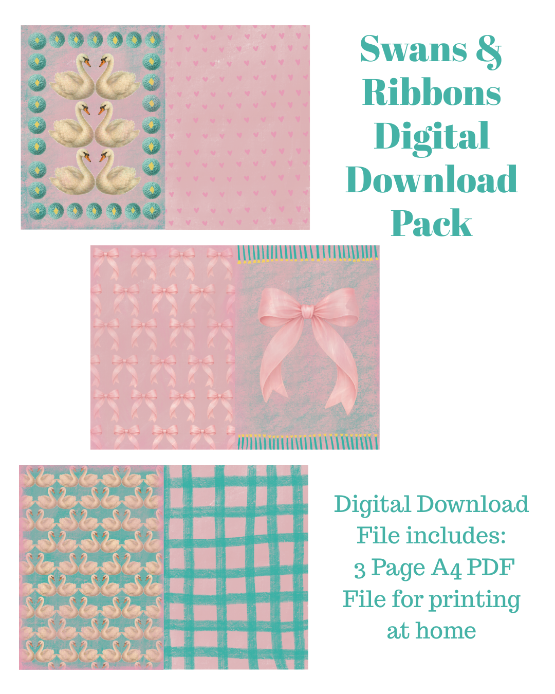 Swans & Ribbons Vintage Journal Paper Pack