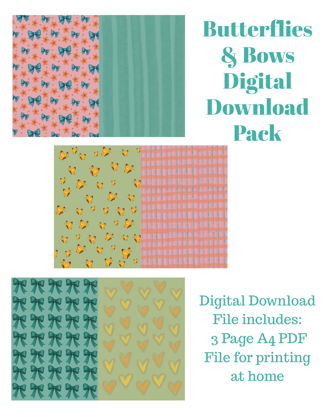 Butterflies & Bows Vintage Journal Paper Pack
