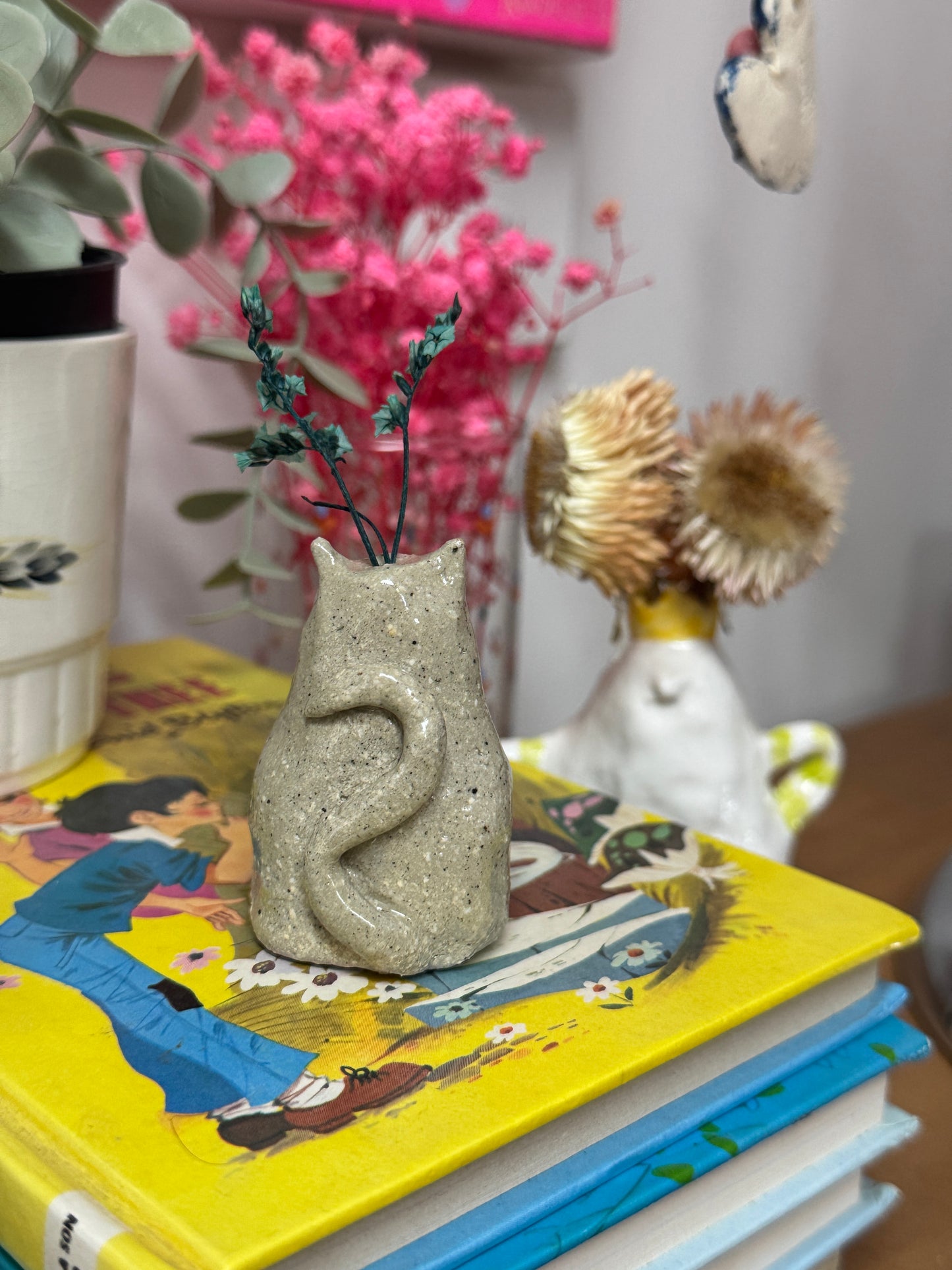 Ceramic Cat Vase #2