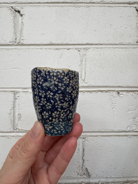 Ceramic Blue Daisies Handbuilt Vase
