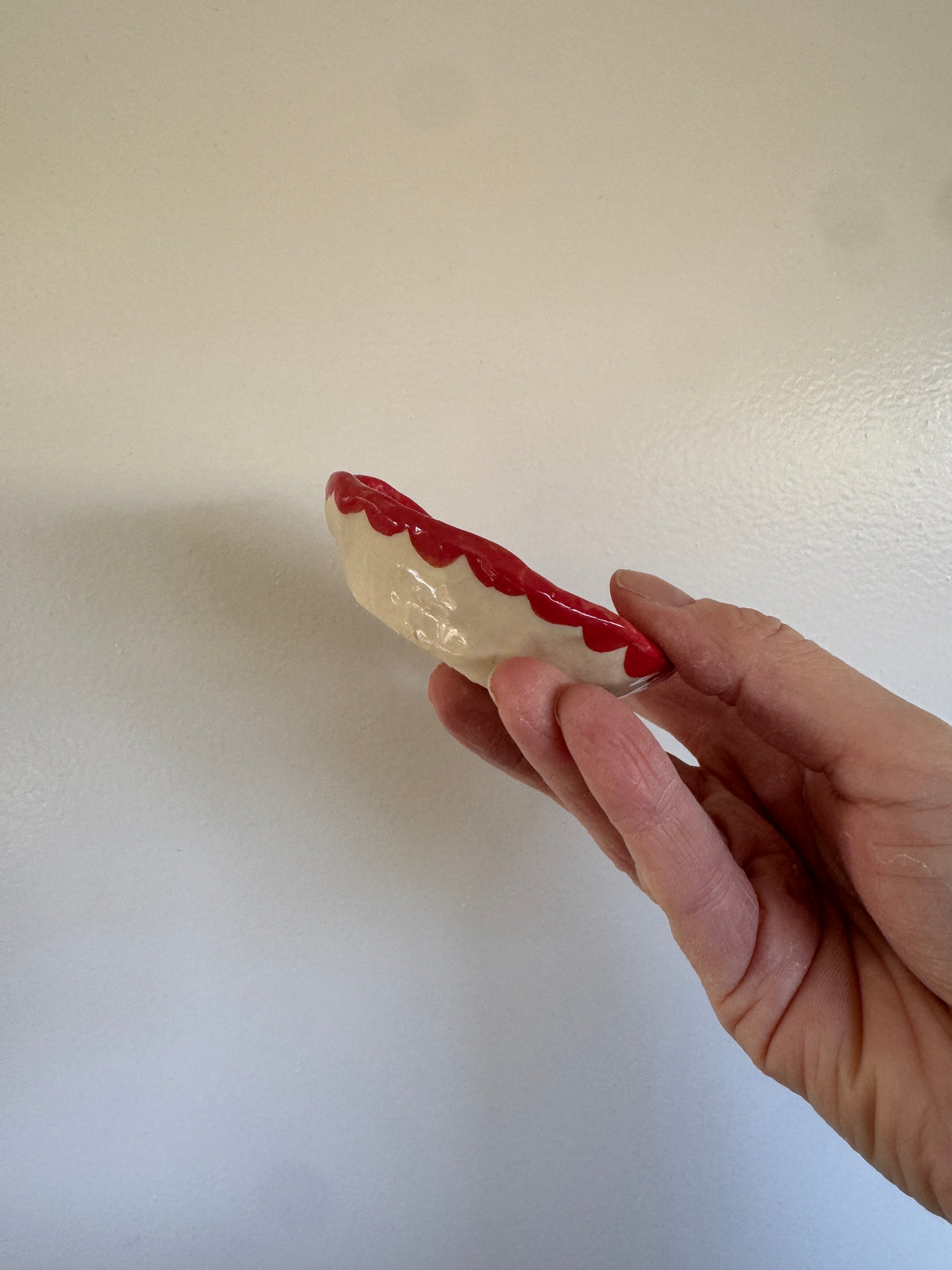 Handbuilt Ceramic Trinket Dish - Pink & Red Dots Hearts