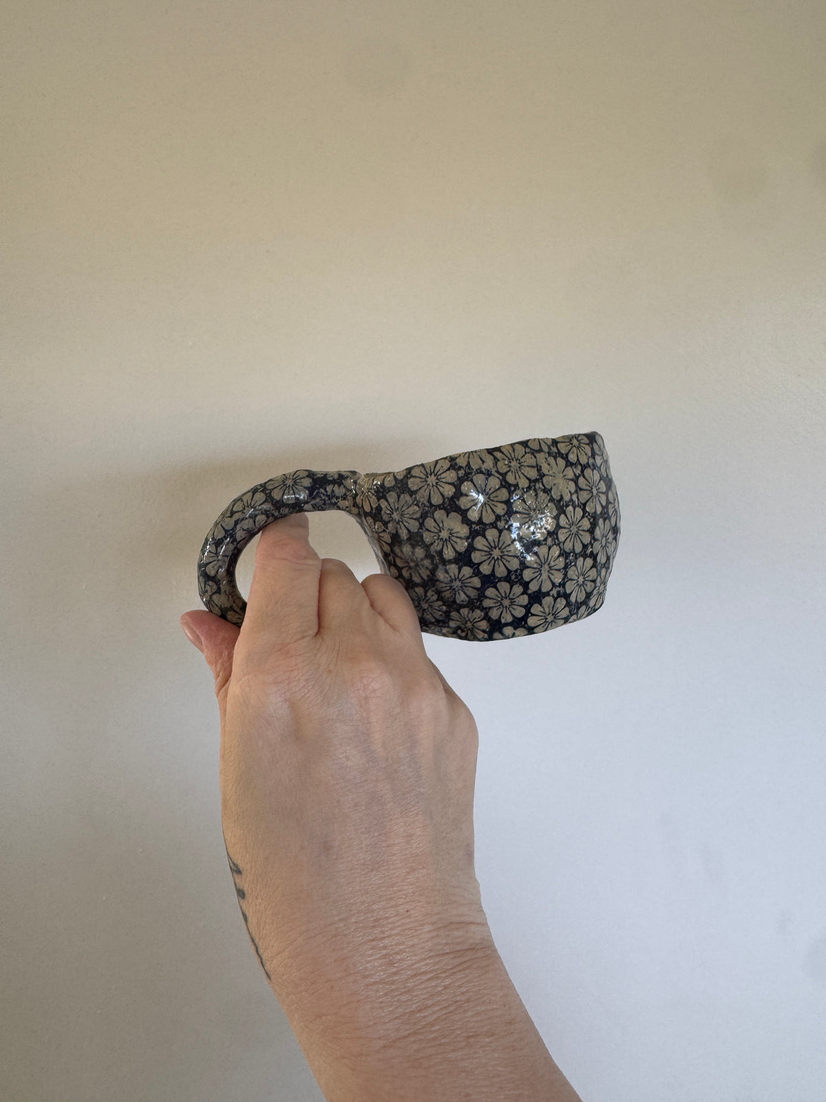 Handbuilt Ceramic Mug - Blue Florals