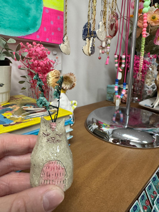 Ceramic Cat Vase #2