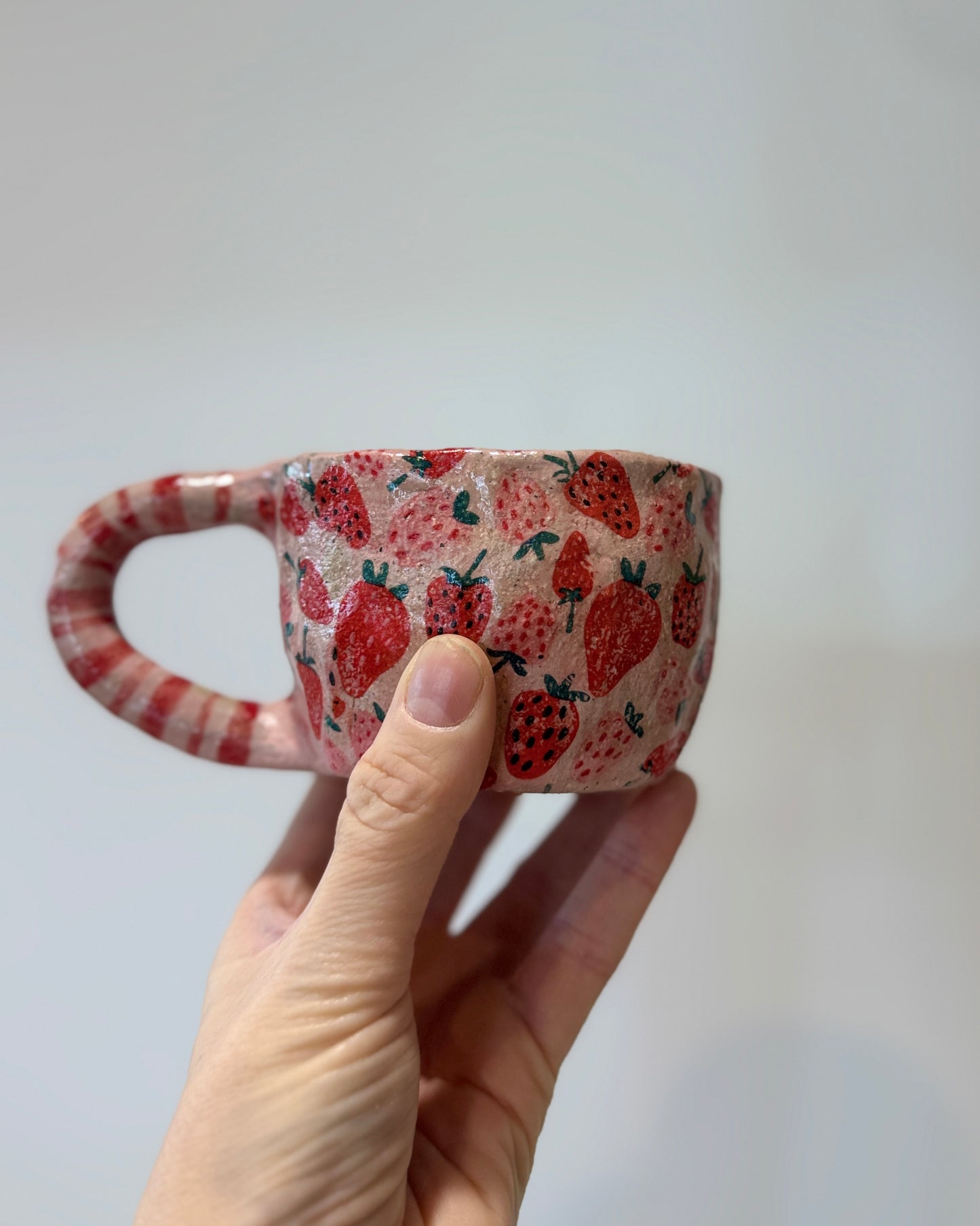 *Strawberry Love – One of a Kind Handbuilt Ceramic Mug