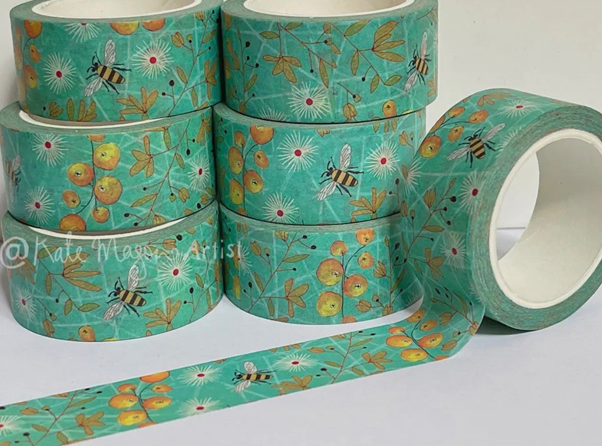 Kate Mason Washi Tape - Bee Berries Aqua