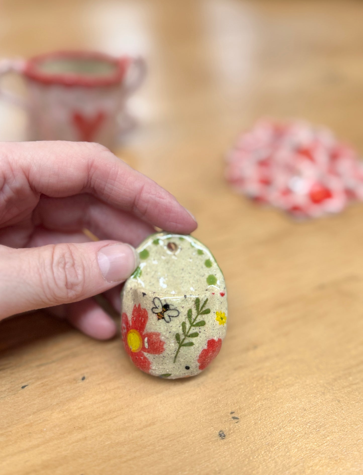 Mini Bee Floral Wall Vase – One of a Kind Handbuilt Ceramics