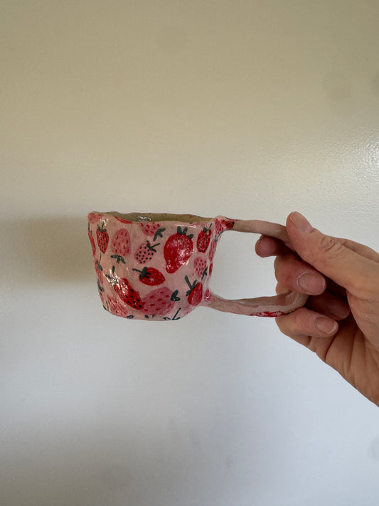 Handbuilt Ceramic Mug - Strawberries #2