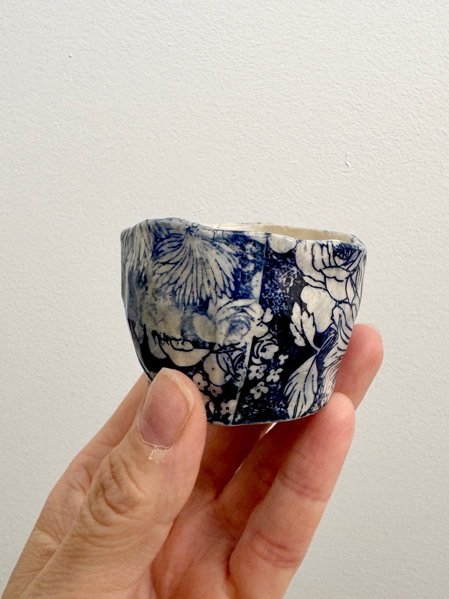 Handbuilt Ceramic Dish - Blue Florals