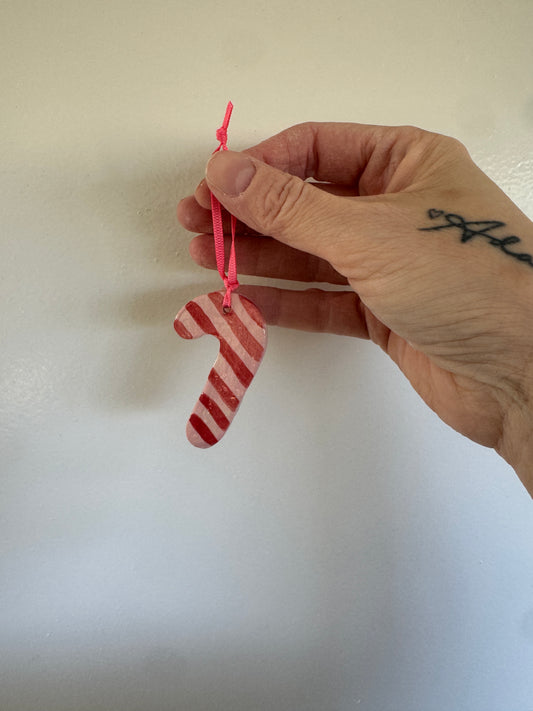 PRE-ORDER Ceramic Christmas Decoration - Pink & Red Candy Cane