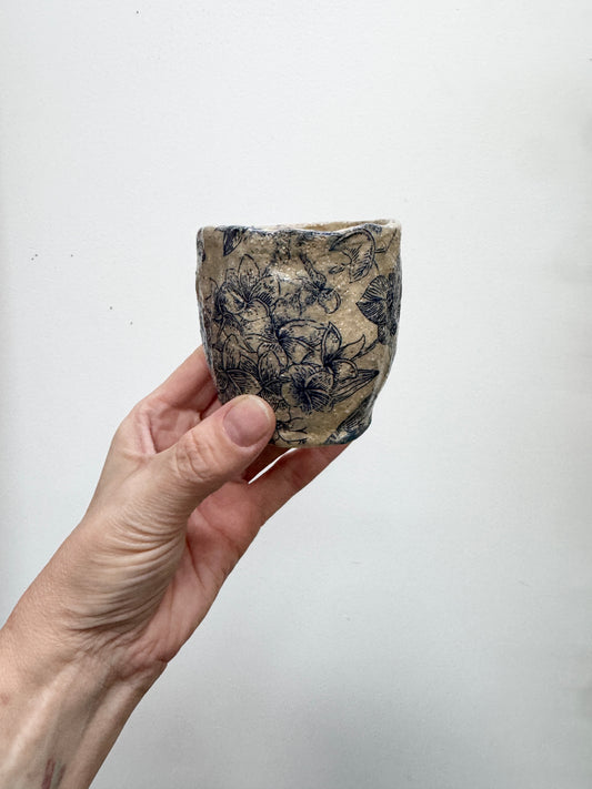 Blue Florals Ceramic Vessel