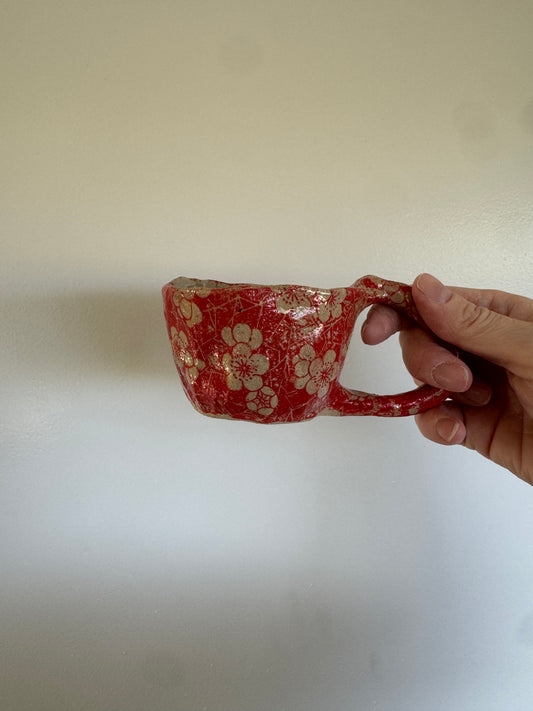 Handbuilt Ceramic Mug - Red Florals