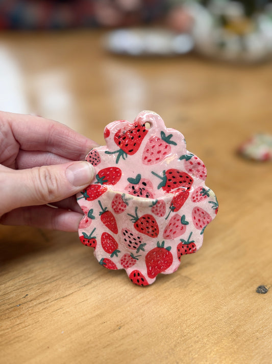 Strawberries Wall Vase – One of a Kind Handbuilt Ceramics