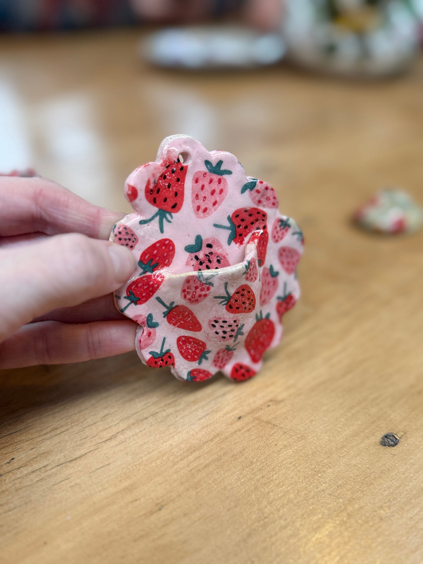 Strawberries Wall Vase – One of a Kind Handbuilt Ceramics