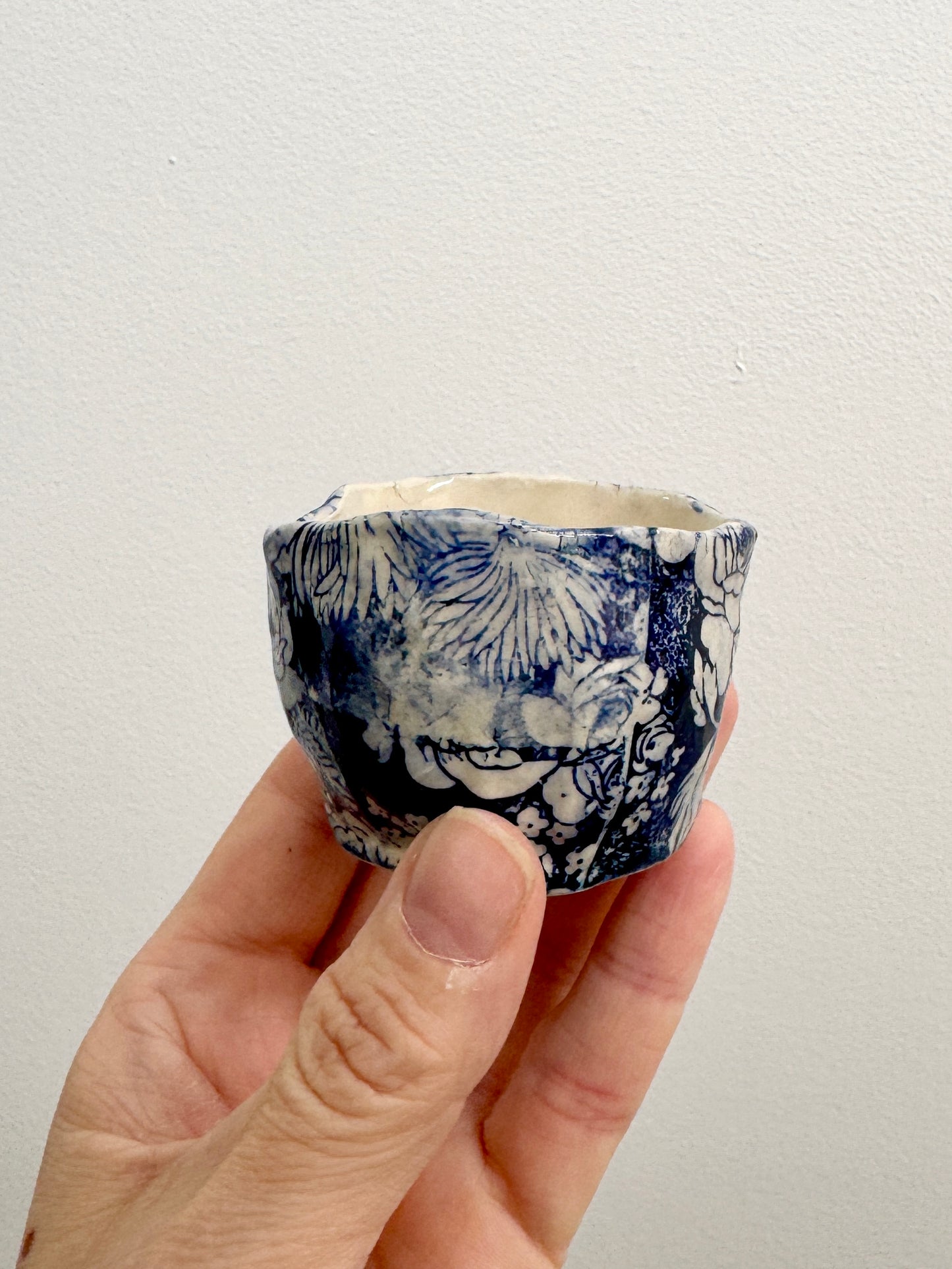 Handbuilt Ceramic Dish - Blue Florals