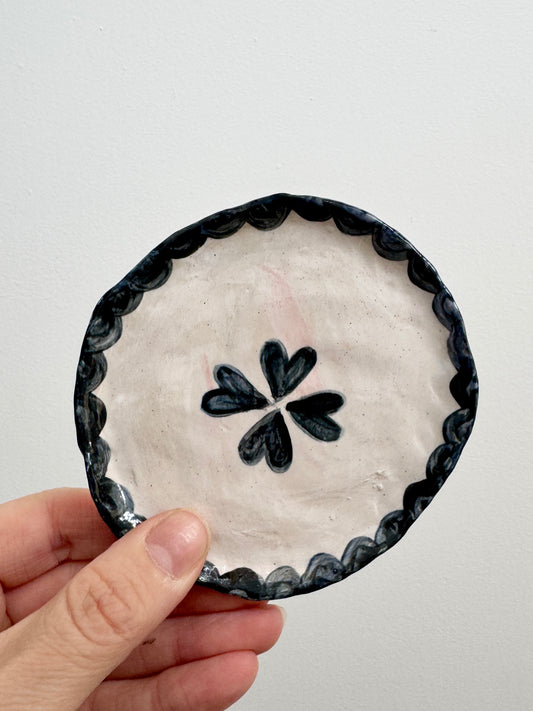 Handbuilt Ceramic Trinket Dish - Blue Hearts