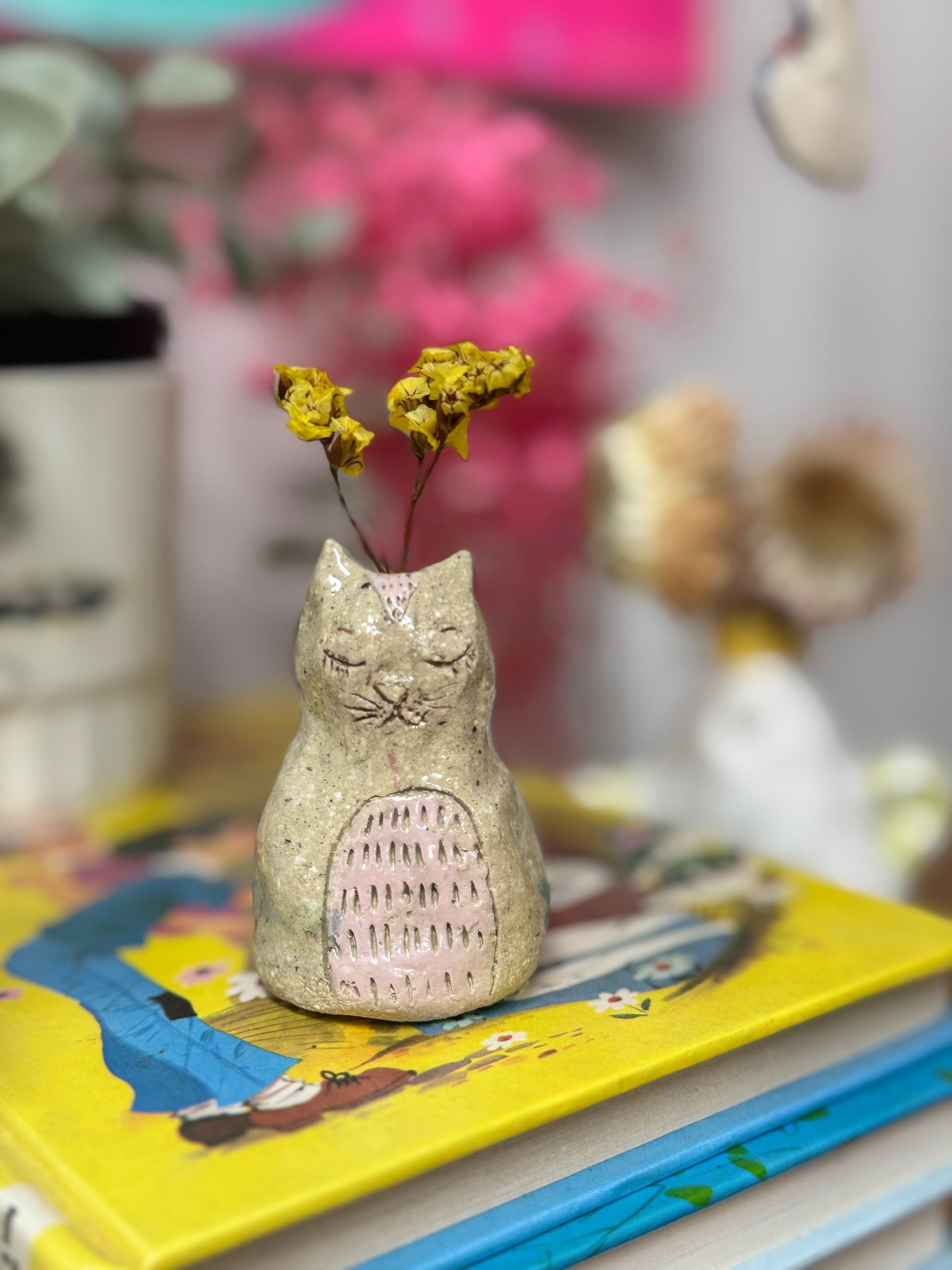 Ceramic Cat Vase #3