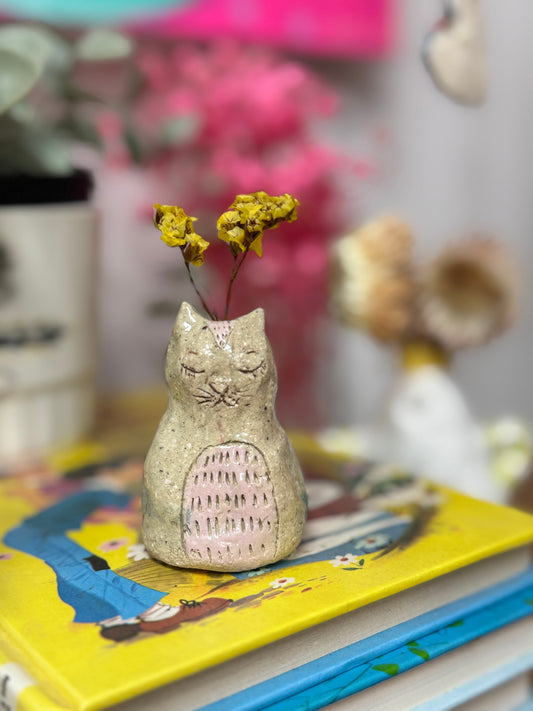 Ceramic Cat Vase #3