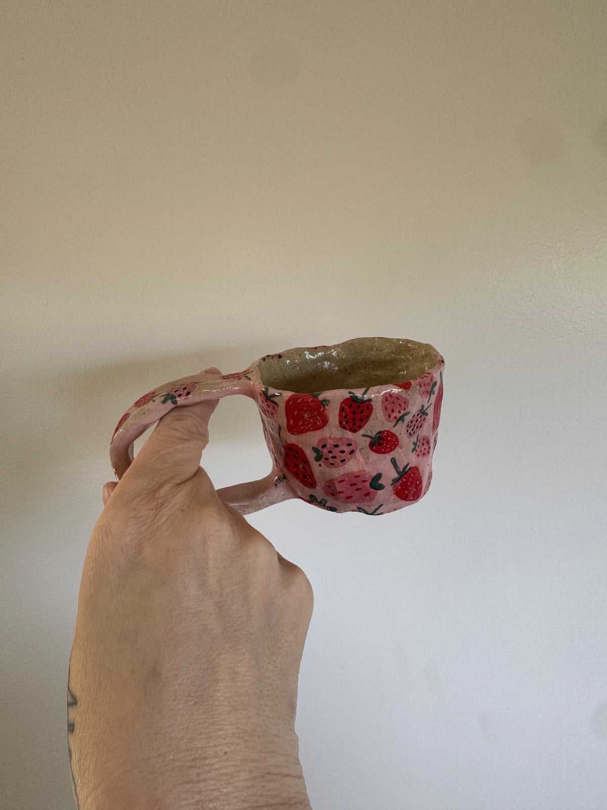 Handbuilt Ceramic Mug - Strawberries #2
