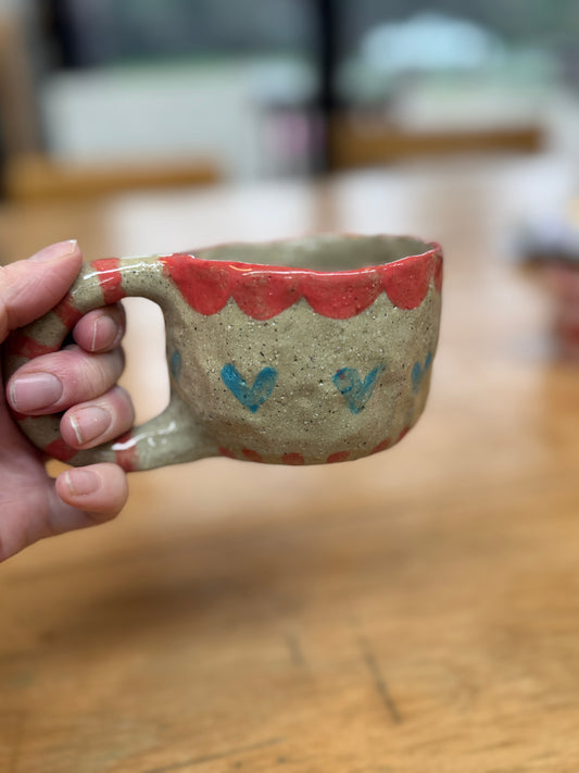 Scallop Heart Mug – One of a Kind Handbuilt Ceramic Mug