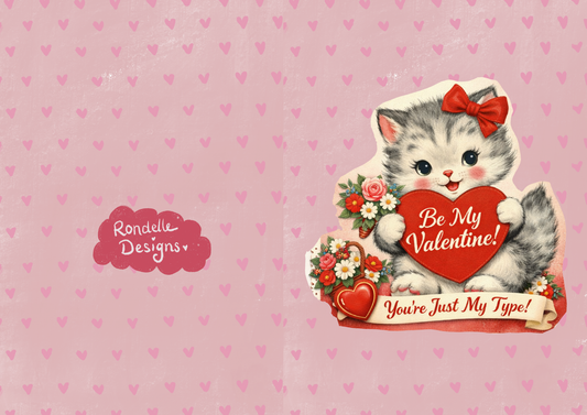 Cute Cat Valentine’s Day Card Printable | Be My Valentine