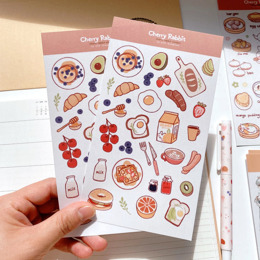 Cherry Rabbit Breakfast Sticker Sheet No.034
