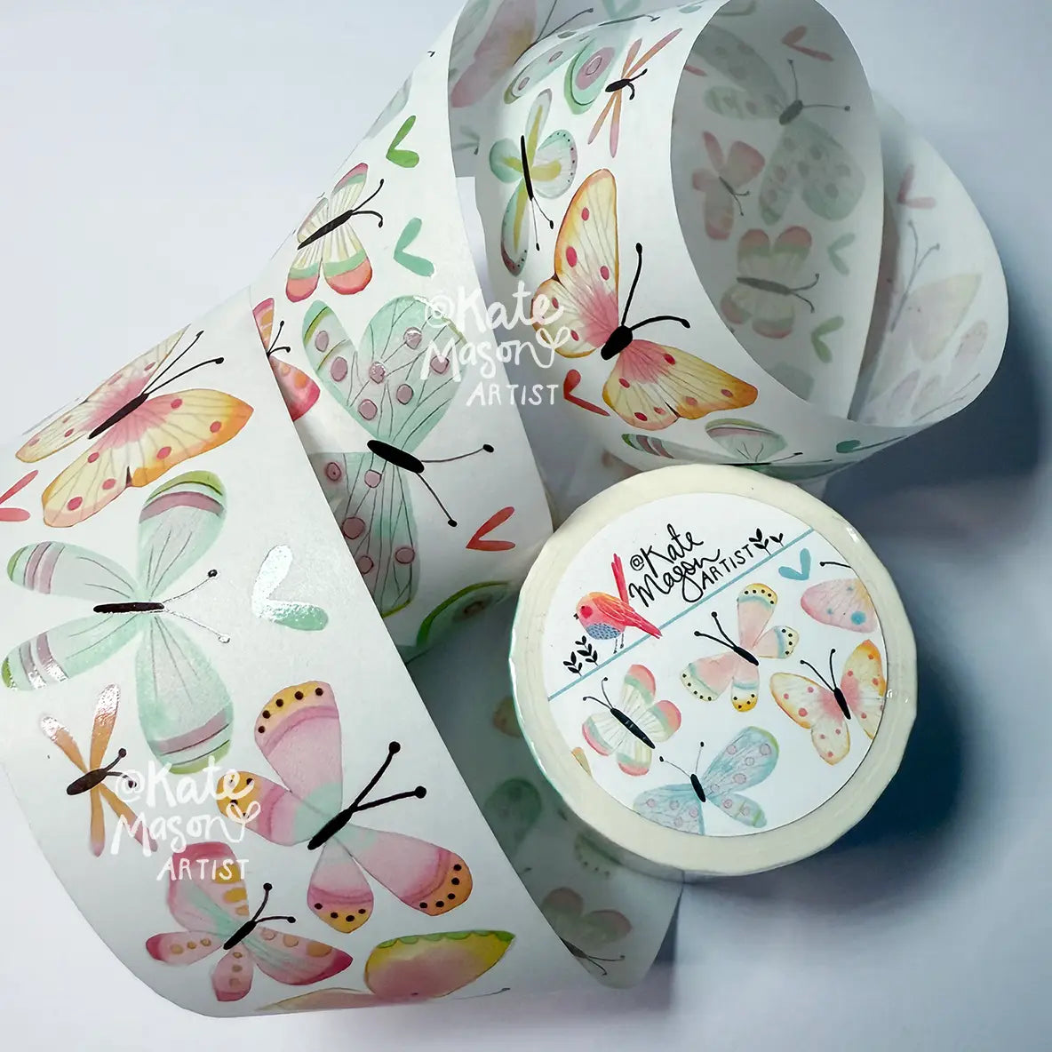 Kate Mason Washi Tape - Butterflies 40mm with Glossy Detail